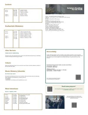 Full Ministry Roster & Giving bulletin page design