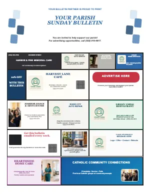 Full Parish Sponsor Showcase bulletin page design