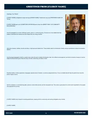 Full New Clergy Introduction bulletin page design