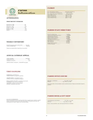 Full Parish Metrics, Directory + Office Hours bulletin page design