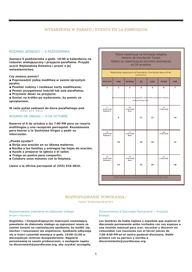 Bilingual Events & Formation Calendar