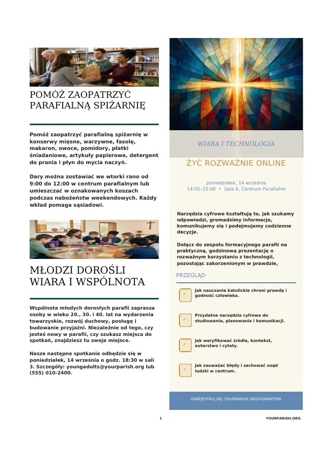 Food Pantry, Young Adults + Formation Poster