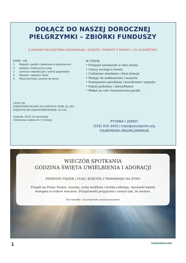 Fundraiser Itinerary and Prayer Event