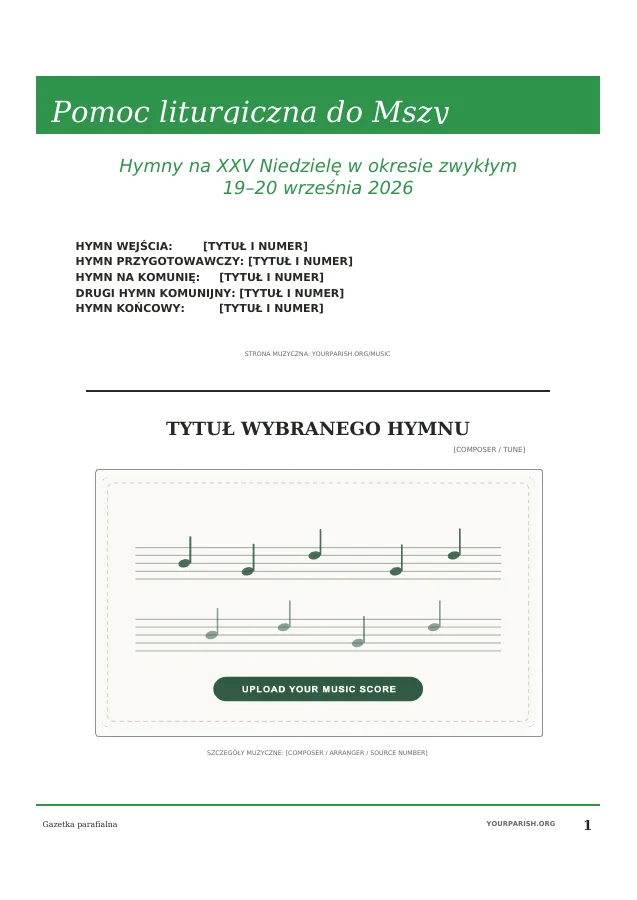 Hymn Plan with Large Music Score