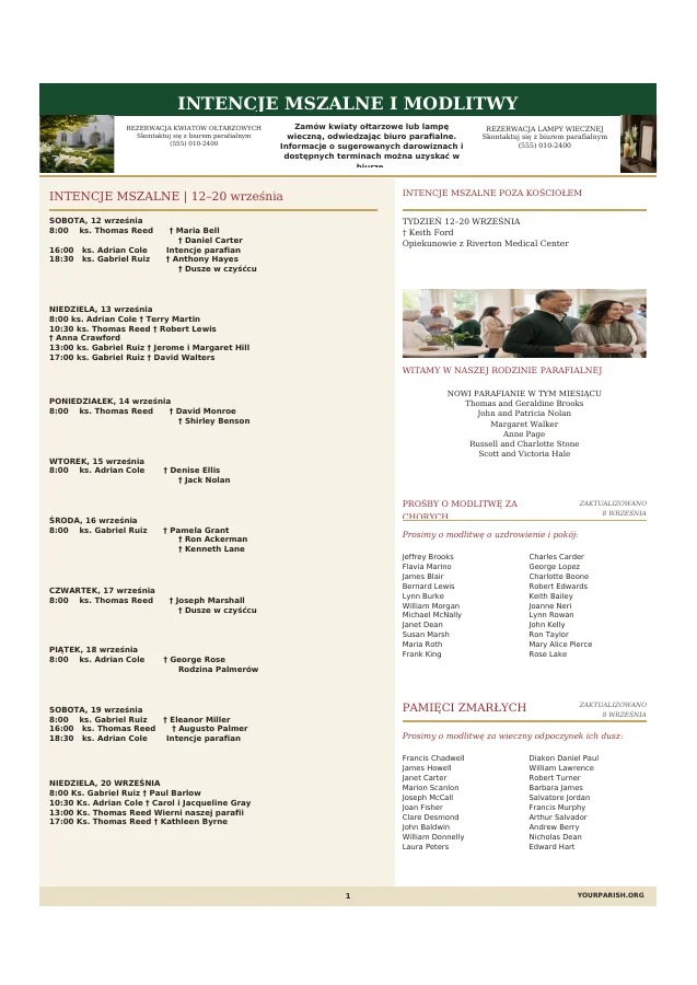 Mass Intentions + Parish Prayer Lists
