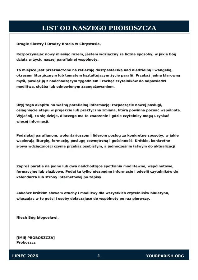 Pastor Letter