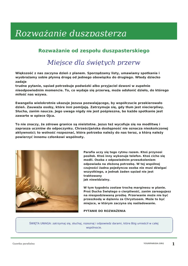 Pastor Reflection with Devotional Image