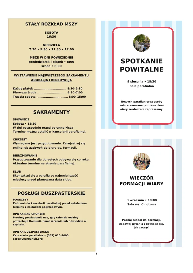 Sacraments and Event Flyers