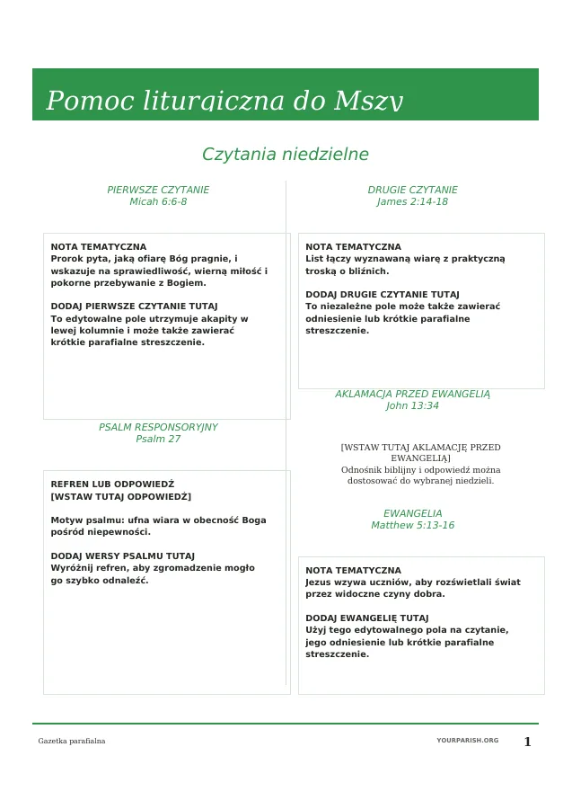 Sunday Readings in Two Columns
