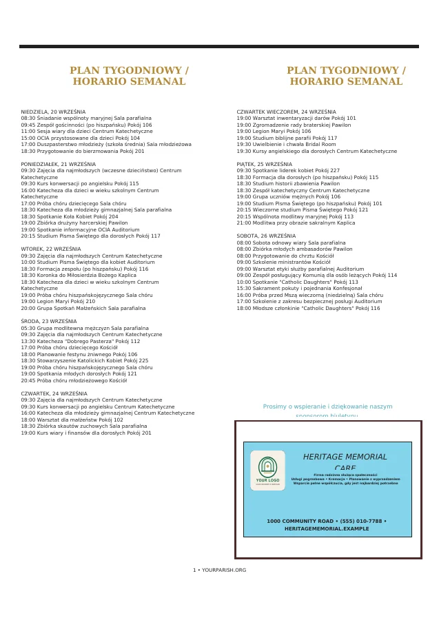 Two-Column Parish Week