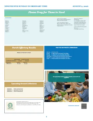 Full Prayer List + Offertory Dashboard bulletin page design