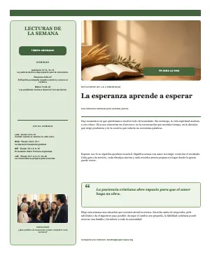 Full Spanish Reflection with Weekly Readings — Left bulletin page design