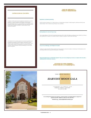 Full Social Teaching + Gala Feature bulletin page design