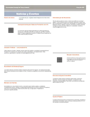 Full Community News & QR Grid bulletin page design