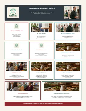 Full Sponsor Mosaic — Planning, Dining + Local Services bulletin page design