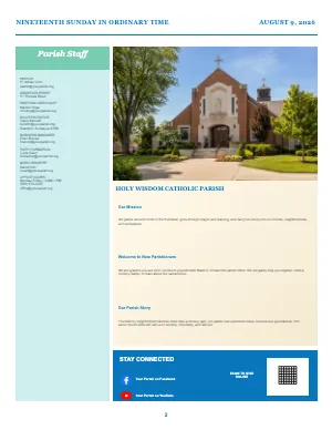 Full Staff, Mission Story + Social QR bulletin page design