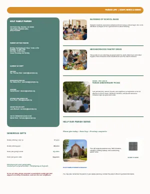 Full Staff Directory, News & Giving bulletin page design