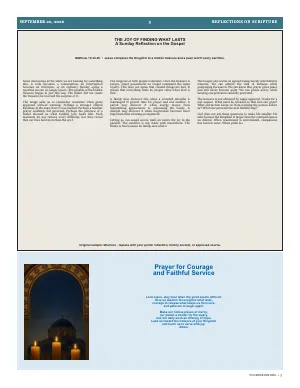 Full Three-Column Gospel Reflection + Prayer bulletin page design