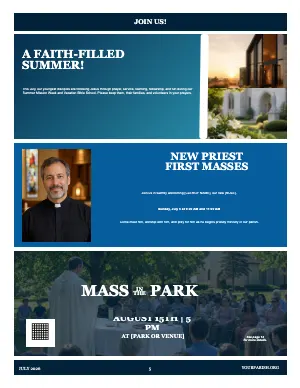 Full Three Featured Events bulletin page design