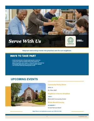 Full Volunteer Drive + Event Calendar bulletin page design