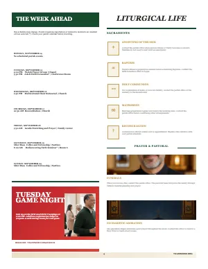 Full Week Ahead + Liturgical Life Guide bulletin page design