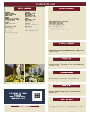 Full Weekly Calendar and Quick Notices bulletin page design