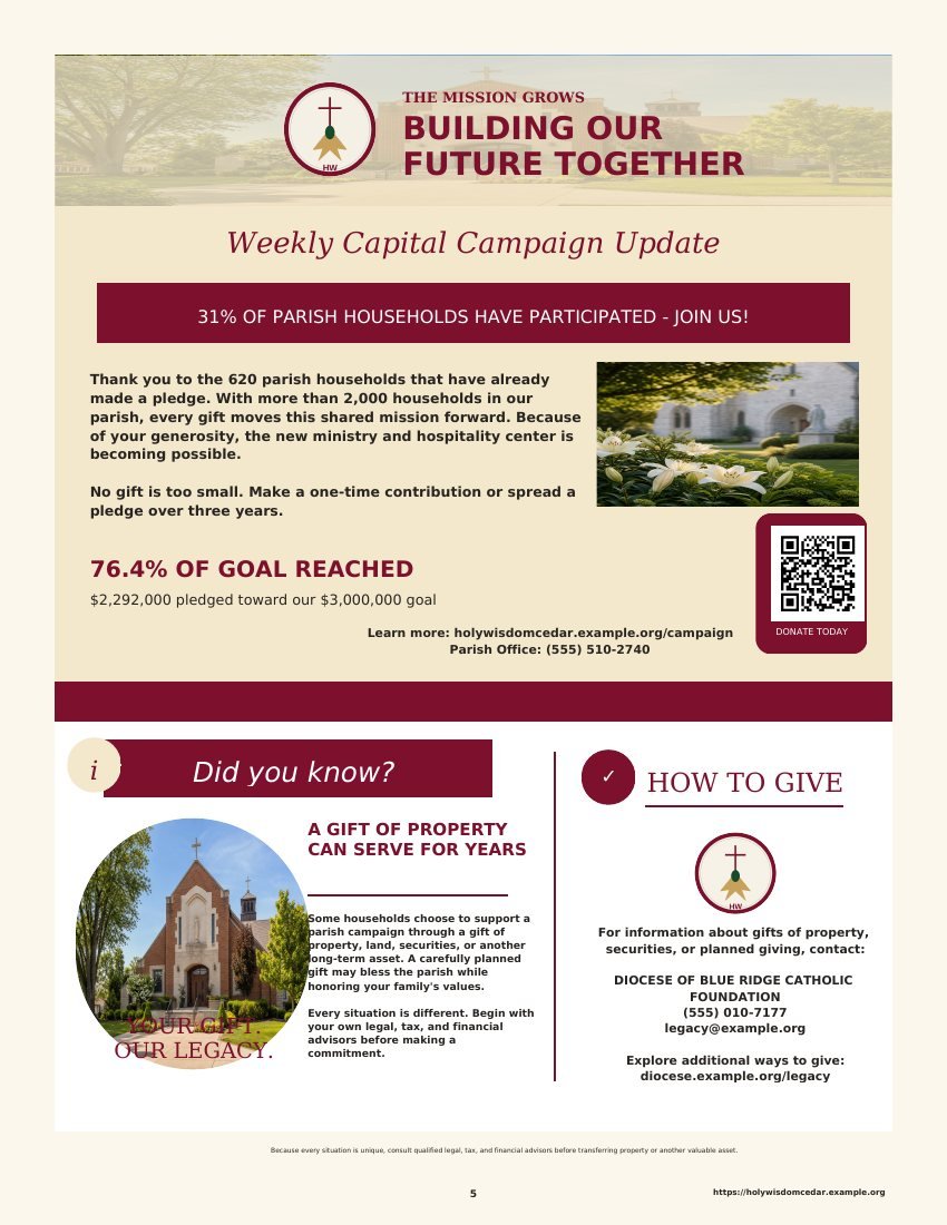 Page 5 of Holy Wisdom at Cedar Ridge Catholic Parish: Capital campaign and legacy giving