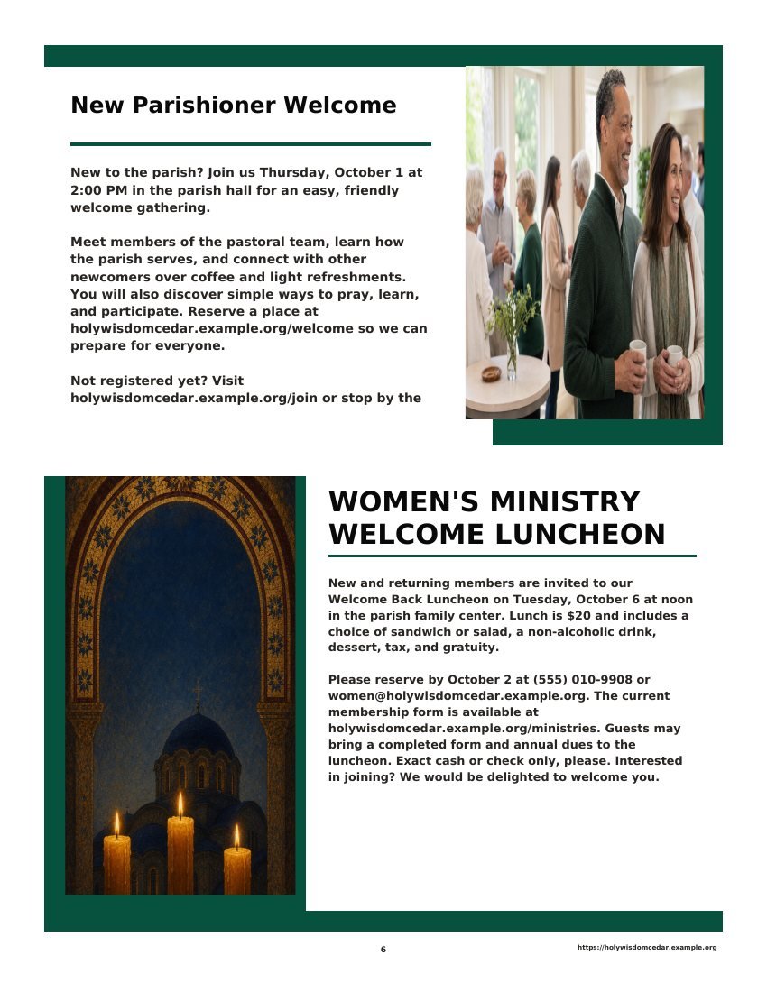 Page 6 of Holy Wisdom at Cedar Ridge Catholic Parish: Newcomer welcome and women’s ministry