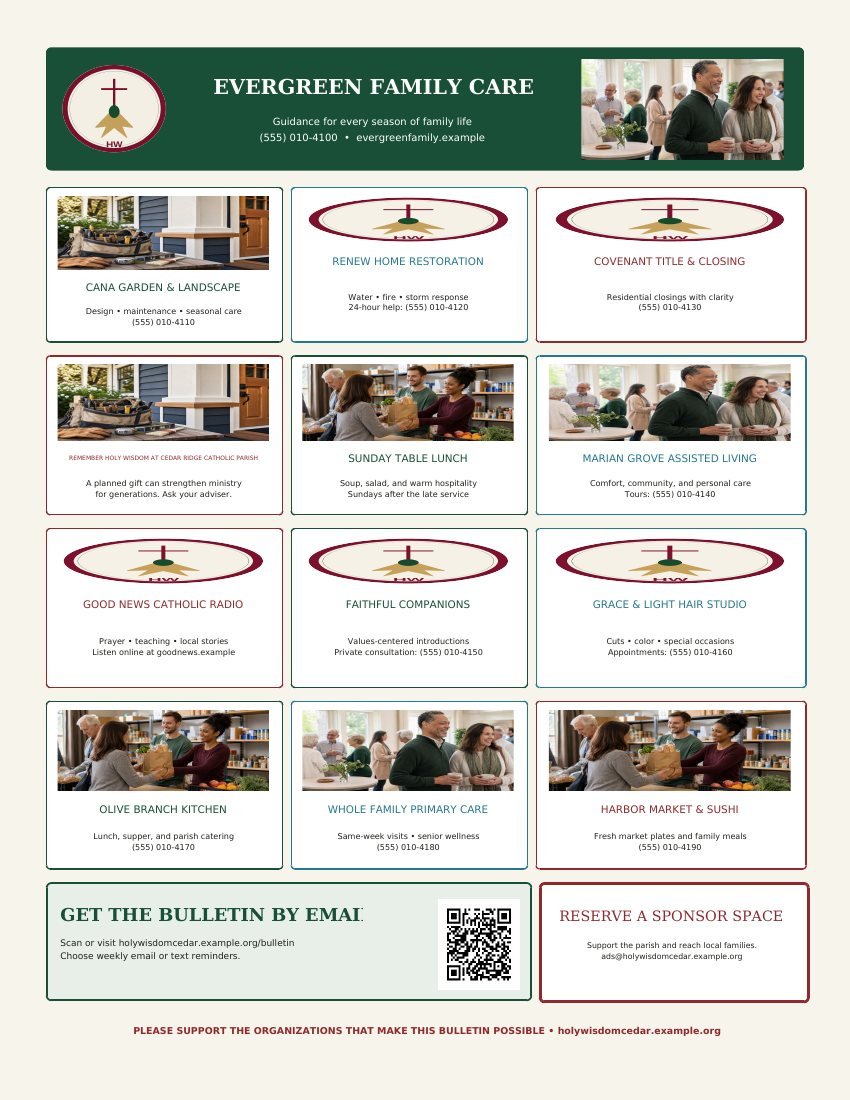 Page 8 of Holy Wisdom at Cedar Ridge Catholic Parish: Care, media and community-life sponsor mosaic