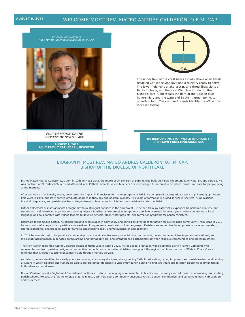 Page 4 of St. Anselm at Juniper Lake Catholic Parish: Bishop welcome and ministry biography